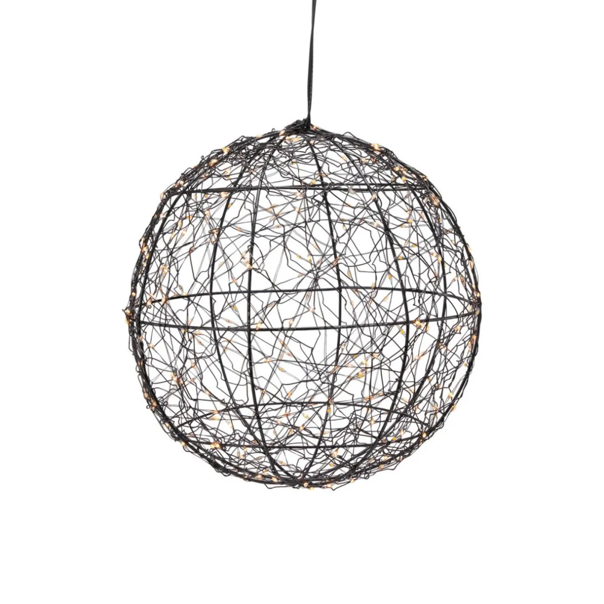 KOOPMAN Suspension lumineuse 300 micro LED (D25 cm) Lueur Polaire Noir et Blanc chaud Outlet