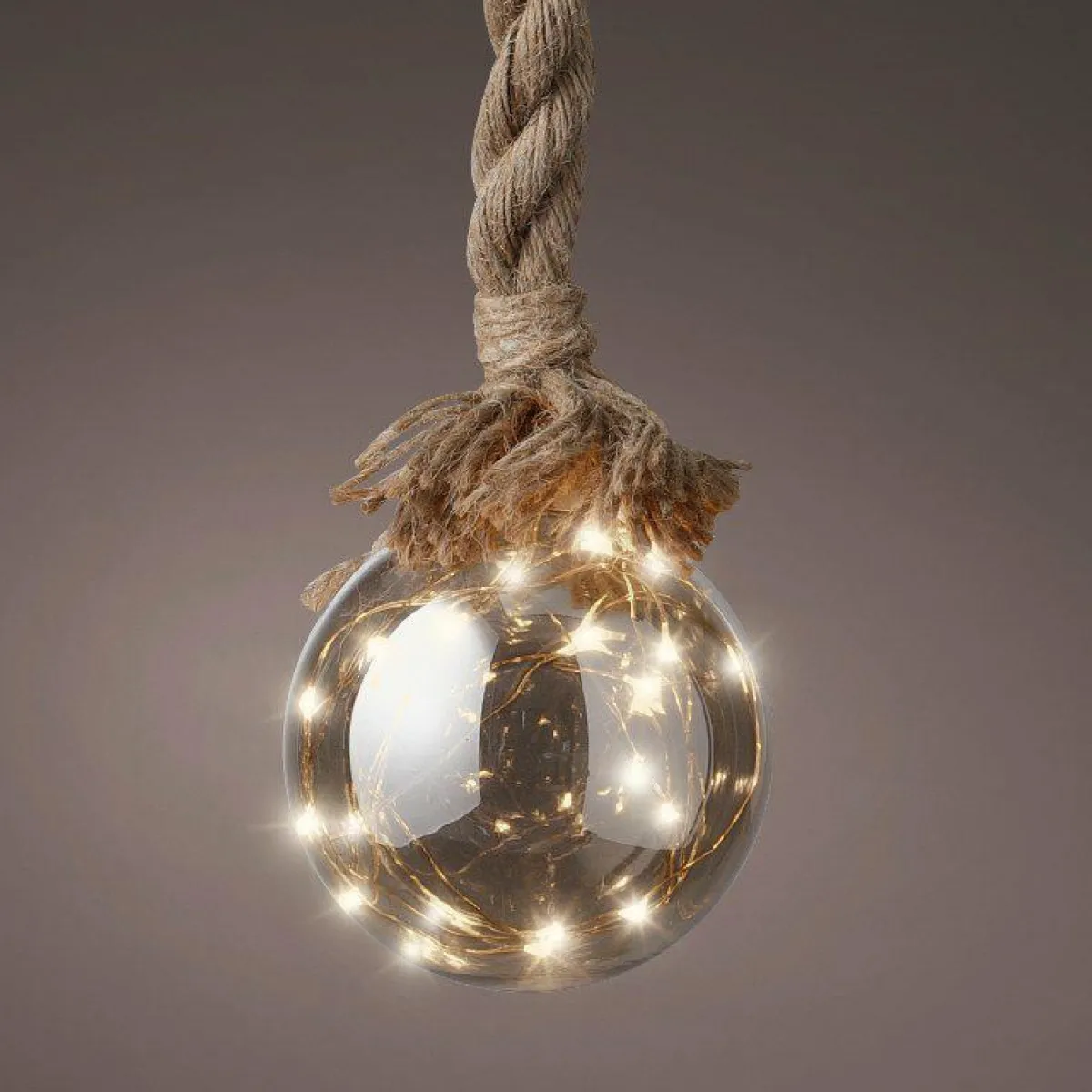 KAEMINGK Suspension lumineuse à piles 30 LED (D14 cm) Boule de Noël ambrée Blanc chaud Ambre Outlet