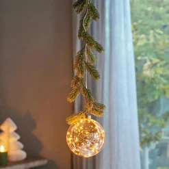 KAEMINGK Suspension lumineuse à piles 30 LED (D14 cm) Sapinette et Boule Blanc chaud Outlet