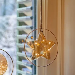 KAEMINGK Suspension lumineuse à piles 15 LED (D26 cm) Étoile d’Hiver /blanc chaud Ambre Discount