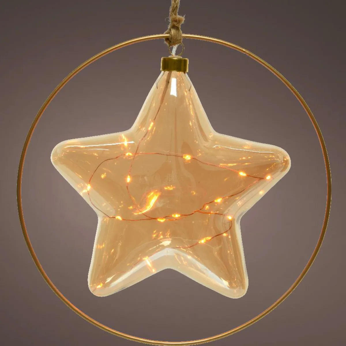 KAEMINGK Suspension lumineuse à piles 15 LED (D26 cm) Étoile d’Hiver /blanc chaud Ambre Discount