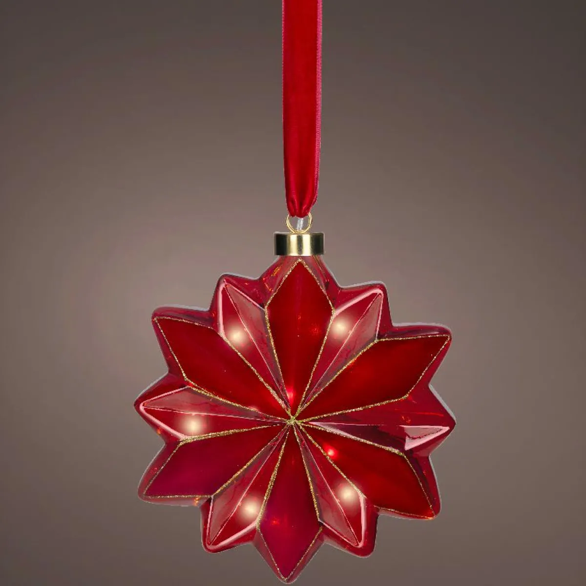 KAEMINGK Suspension lumineuse à piles 15 LED (D19 cm) Fleur de Venezia Rouge Hot