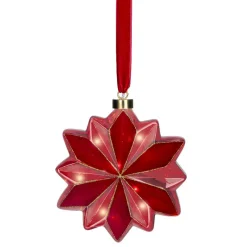 KAEMINGK Suspension lumineuse à piles 15 LED (D19 cm) Fleur de Venezia Rouge Hot