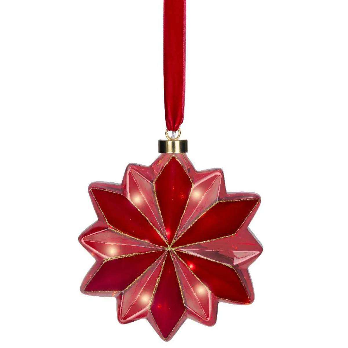 KAEMINGK Suspension lumineuse à piles 15 LED (D19 cm) Fleur de Venezia Rouge Hot