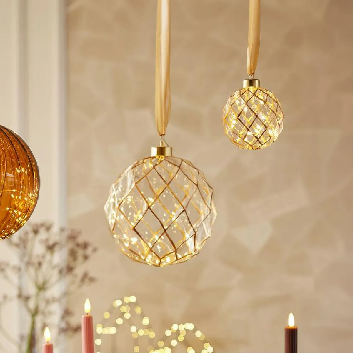 KAEMINGK Suspension lumineuse à piles 40 LED (D20 cm) Vintage /blanc chaud Or