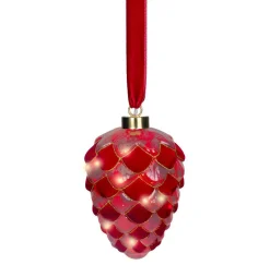 KAEMINGK Suspension lumineuse à piles 15 LED (D15 cm) Pomme de pin de Venezia Rouge Online