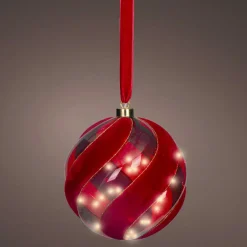 KAEMINGK Suspension lumineuse à piles 40 LED (D20 cm) Boule de Venezia Rouge Hot
