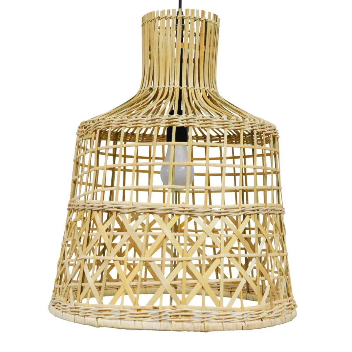 EMINZA Suspension lumineuse ajourée en bambou (H50 cm) Pampelune Naturel Hot