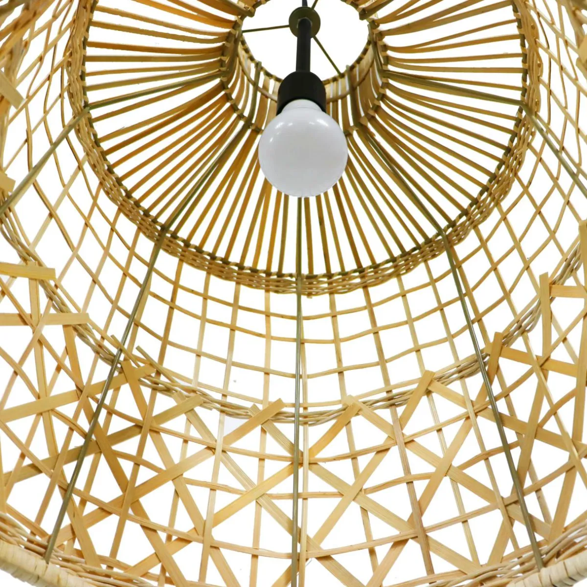EMINZA Suspension lumineuse ajourée en bambou (H50 cm) Pampelune Naturel Hot