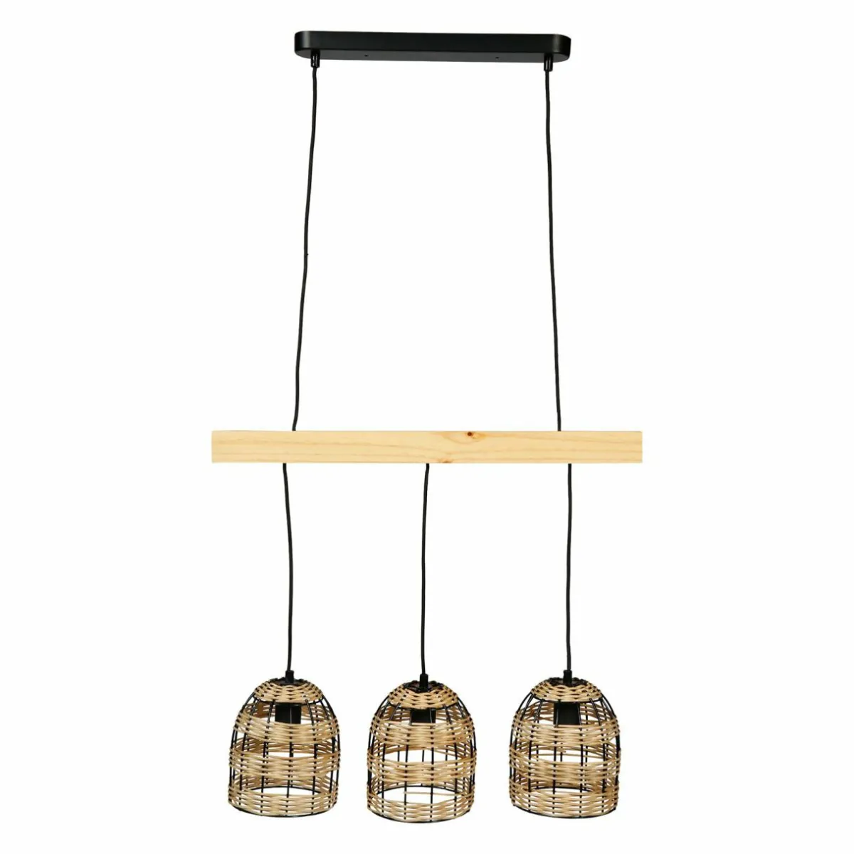 OSTARIA Suspension lumineuse bambou 3 douilles (L60 cm) Domo Naturel