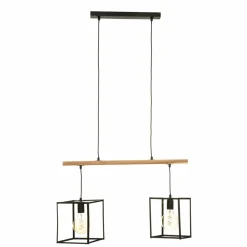 ATMOSPHERA Suspension lumineuse bois acacia (L70 x H120 cm) Edena Noir New