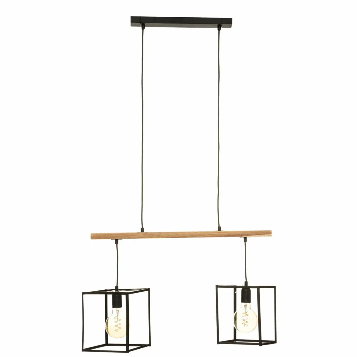 ATMOSPHERA Suspension lumineuse bois acacia (L70 x H120 cm) Edena Noir New