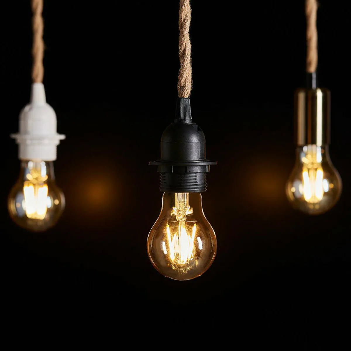 OSTARIA Suspension lumineuse chanvre (H90 cm) Corde Naturel et Noir Clearance