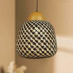 EMINZA Suspension lumineuse en bambou (D40 cm) Elda et naturel Noir Online