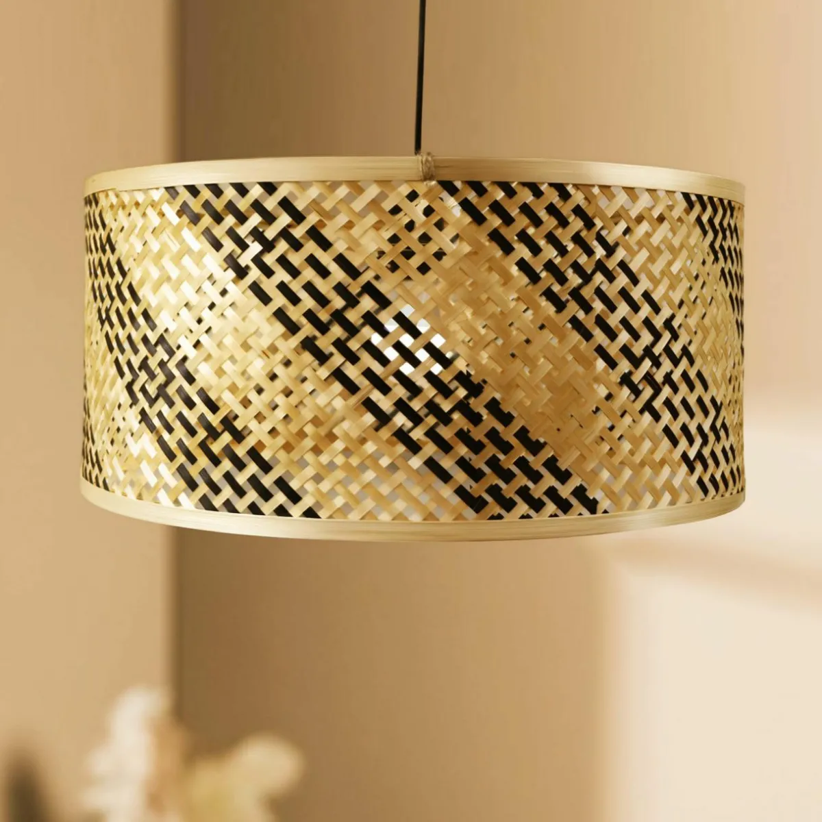 EMINZA Suspension lumineuse en bambou (D50 cm) Frontera et naturel Noir Discount