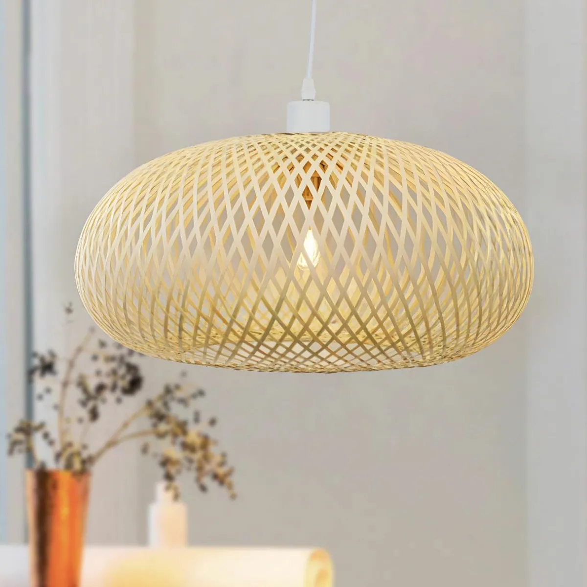 EMINZA Suspension lumineuse en bambou (D46 cm) Rotana Naturel New
