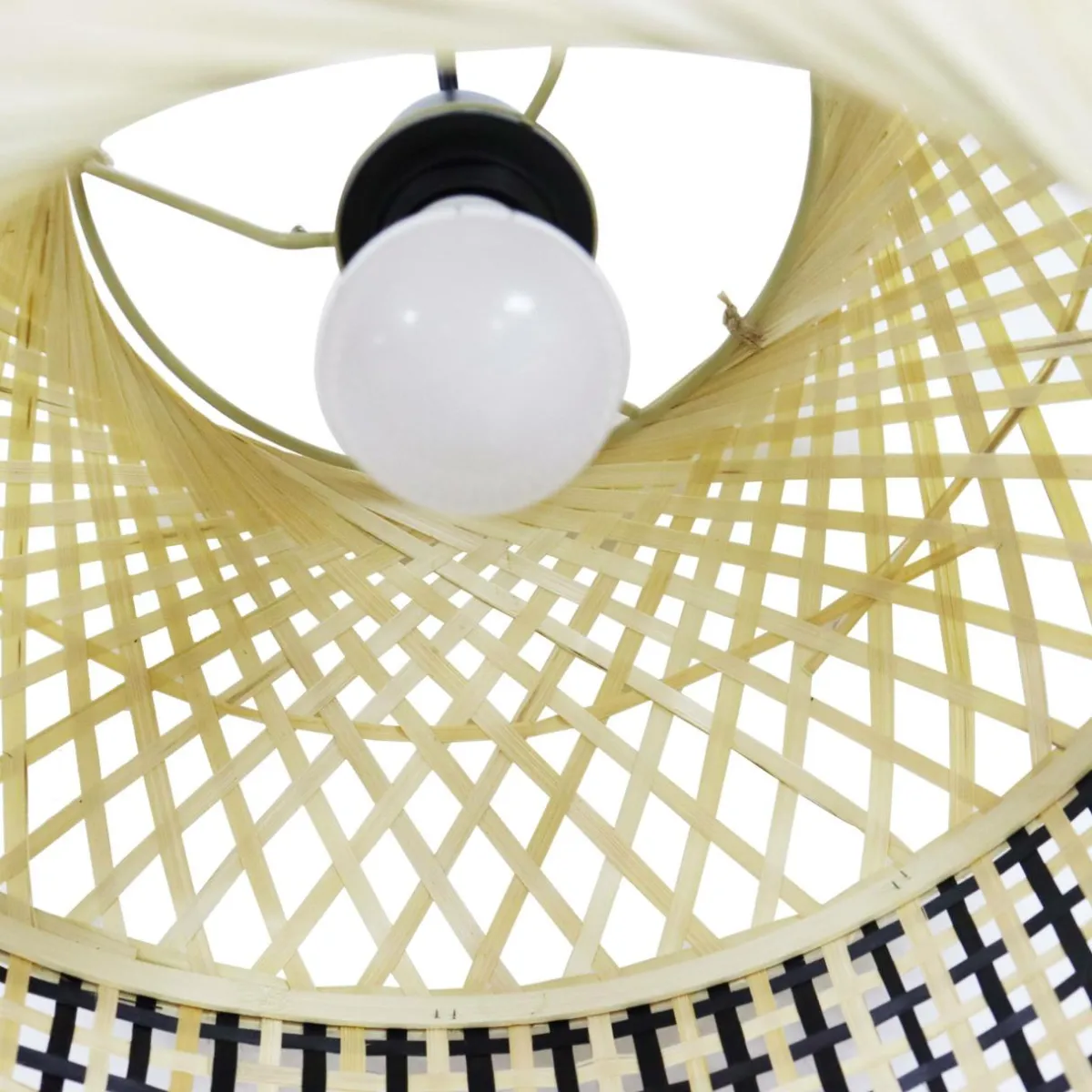 EMINZA Suspension lumineuse en bambou (D45 cm) Huesca et naturel Noir Best
