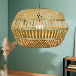 EMINZA Suspension lumineuse en bambou ajouré (D50 cm) Manresa Naturel