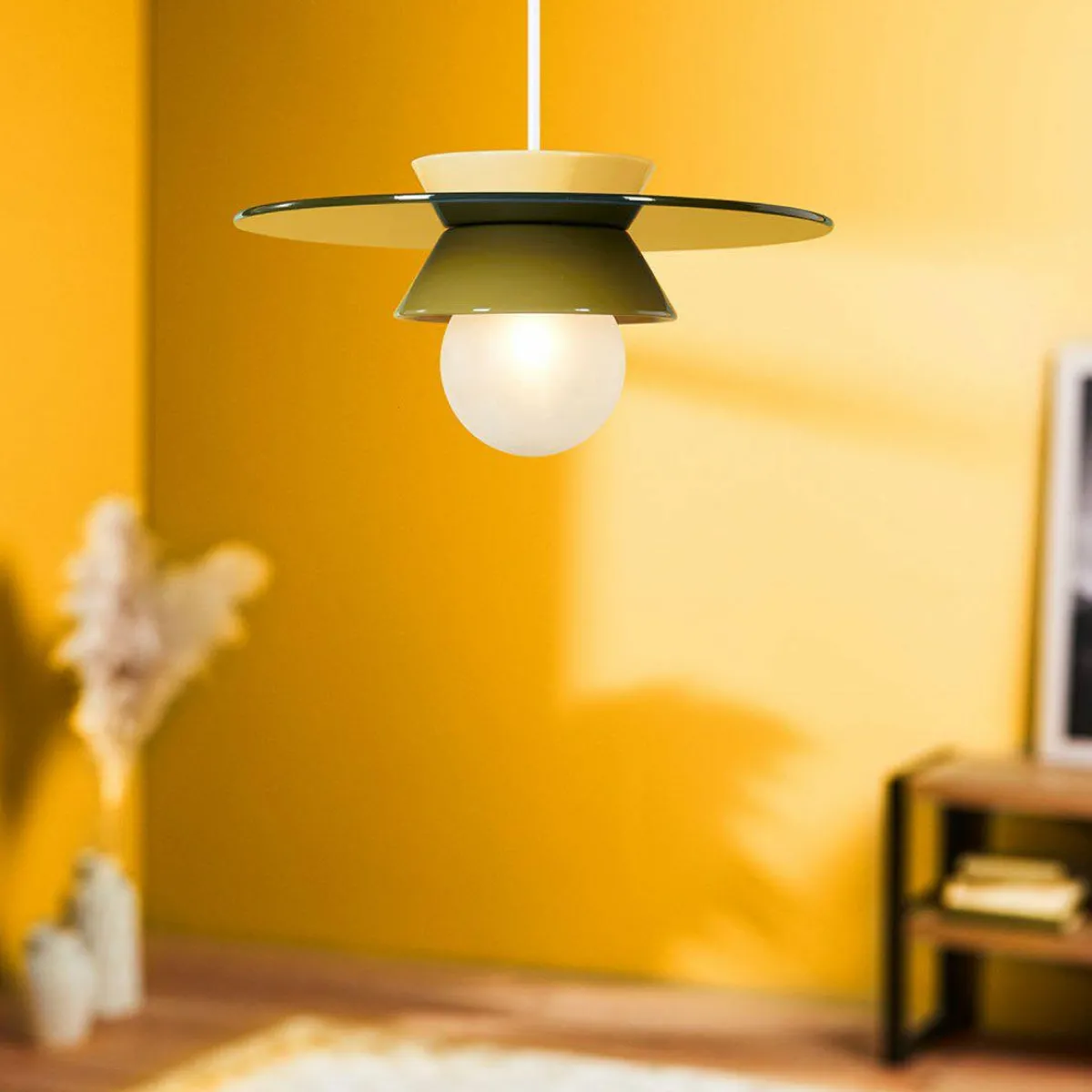 OSTARIA Suspension lumineuse en céramique (D26 cm) Bagliore e Vert