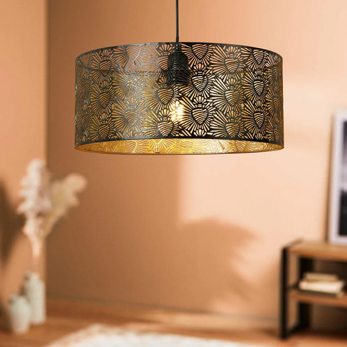 OSTARIA Suspension lumineuse en métal (D35 cm) Corazon Noir Hot
