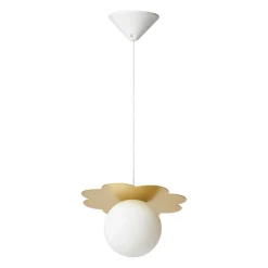 OSTARIA Suspension lumineuse en métal et verre (D34 cm) Nacre Or Hot