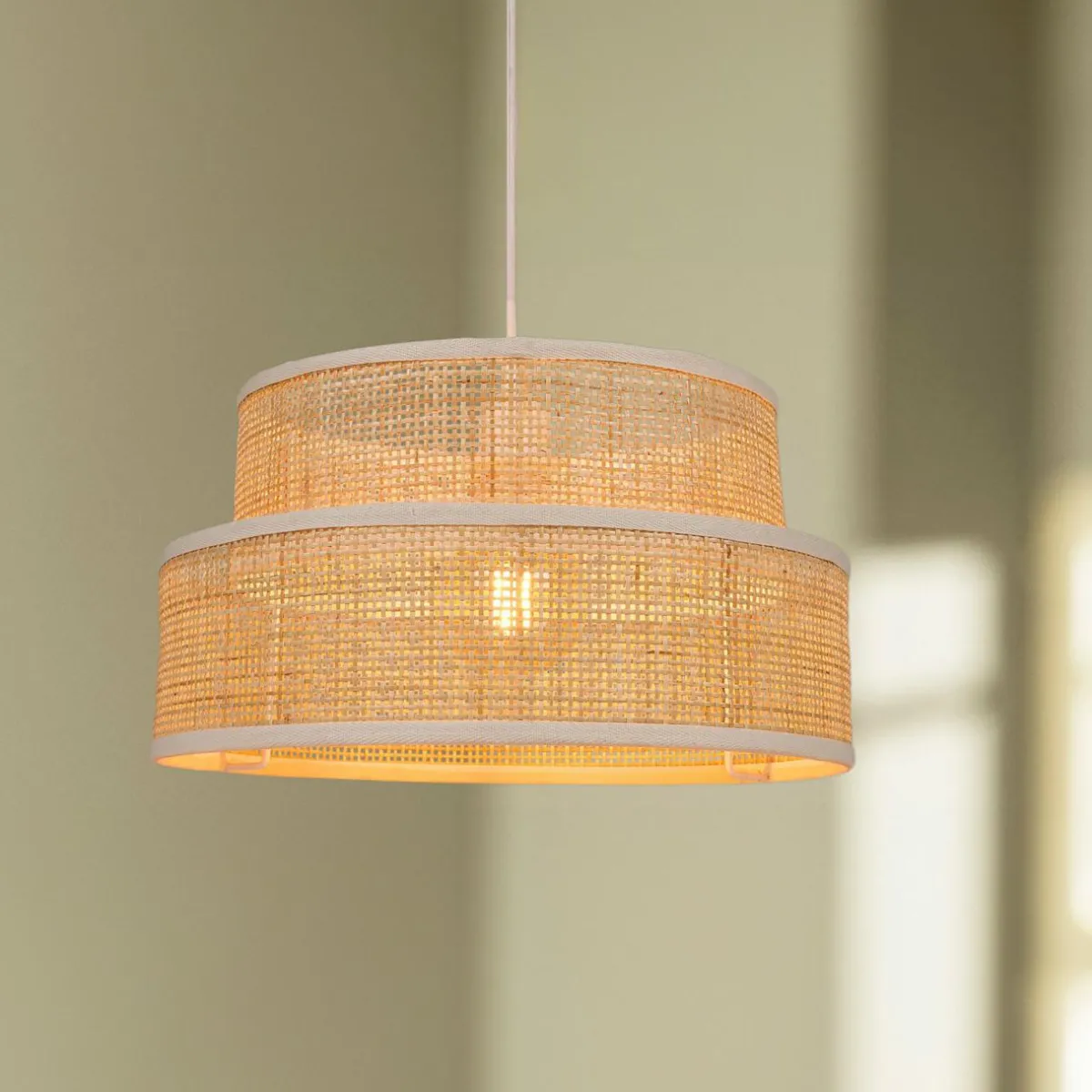 OSTARIA Suspension lumineuse en paille (D35 cm) Yuca beige Naturel Hot