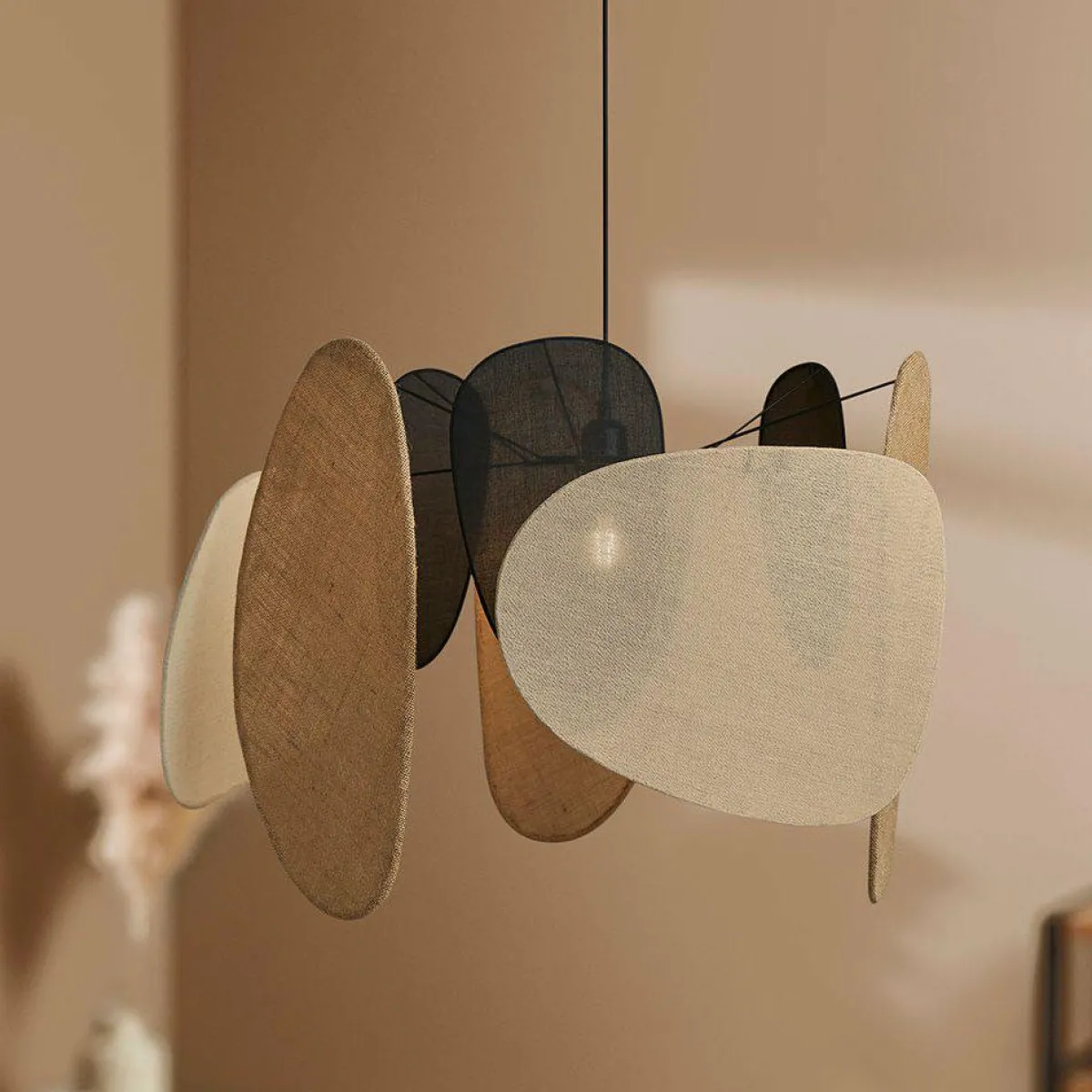 OSTARIA Suspension lumineuse jute et lin (D66 cm) Filo Beige Hot