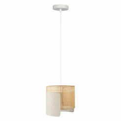 OSTARIA Suspension lumineuse lin et bambou (D28,5 cm) Bourgeon Beige