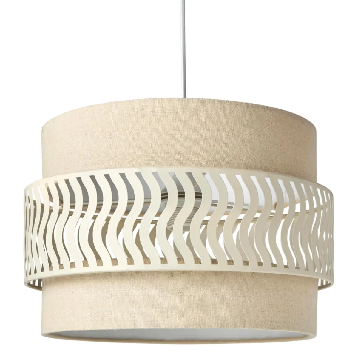 OSTARIA Suspension lumineuse métal et tissu (D34 cm) Oyona Beige