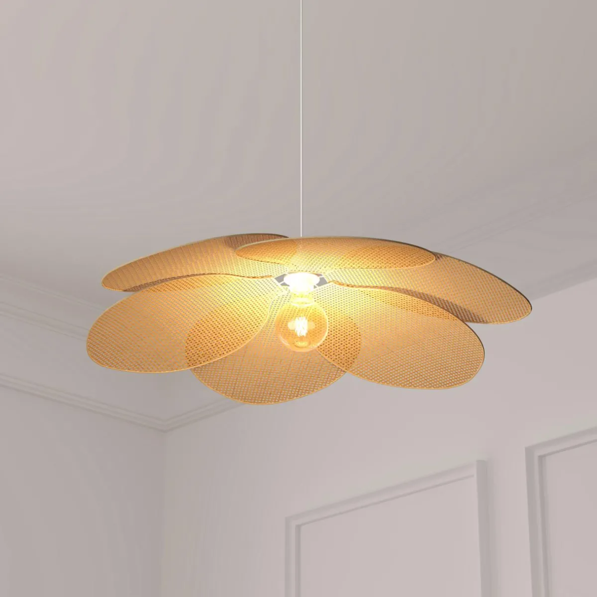 Atmosphera, cru017dateur d'intu017drieur Suspension lumineuse pétales bambou (D62 cm) Rym Naturel Hot