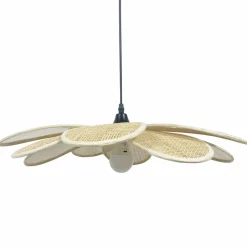 EMINZA Suspension lumineuse pétale en tissu (D58 cm) Salamanca beige et noir Naturel