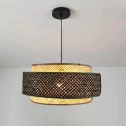 EMINZA Suspension lumineuse ronde en bambou (D53 cm) Oviedo et naturel Noir Sale