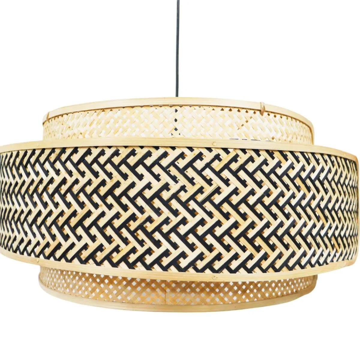 EMINZA Suspension lumineuse ronde en bambou (D53 cm) Oviedo et naturel Noir Sale