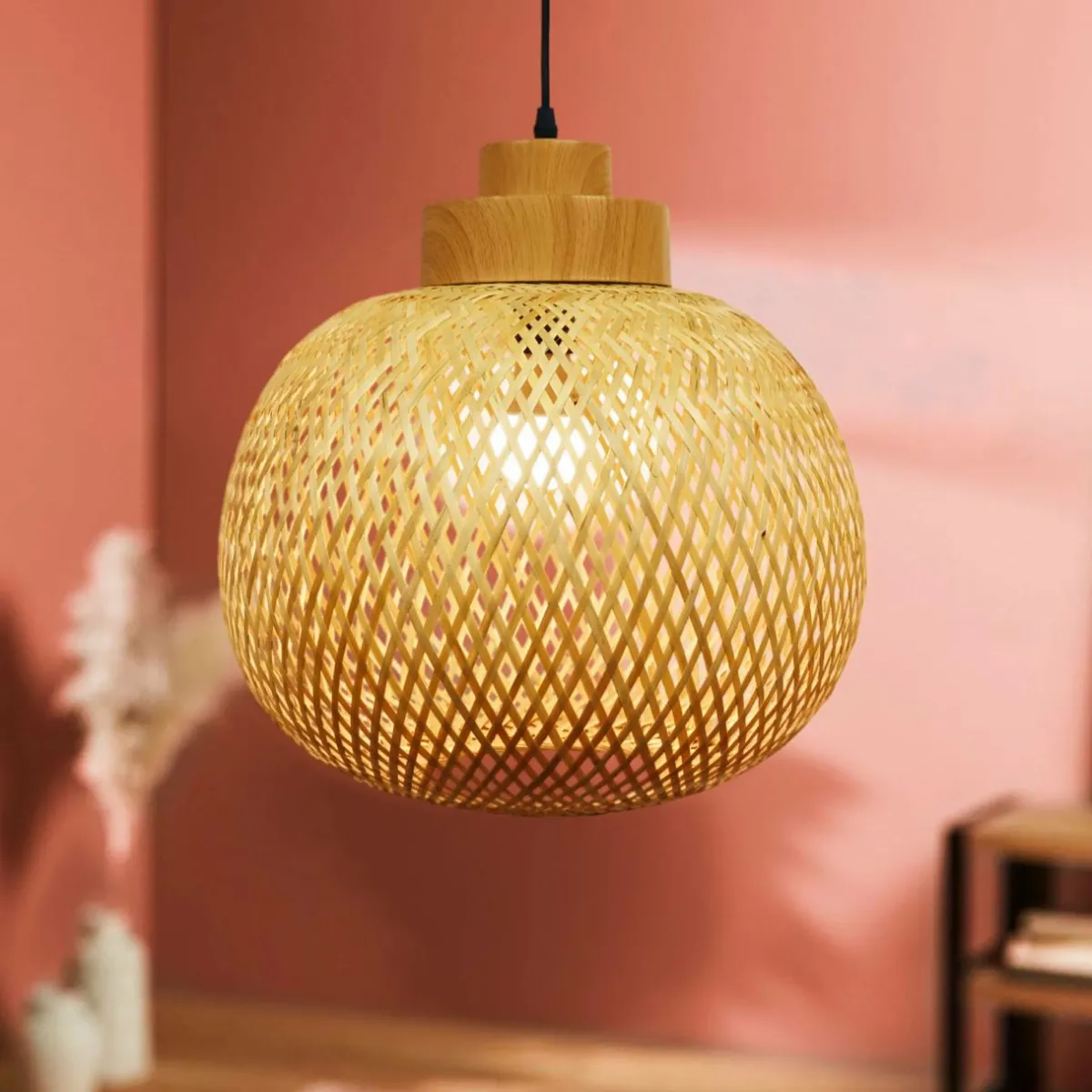EMINZA Suspension lumineuse ronde en bambou (D40 cm) Kahala Naturel Outlet