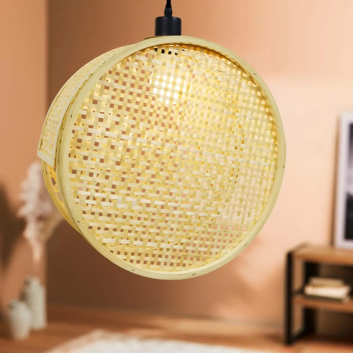 EMINZA Suspension lumineuse ronde en bambou (D40 cm) Oraya Naturel