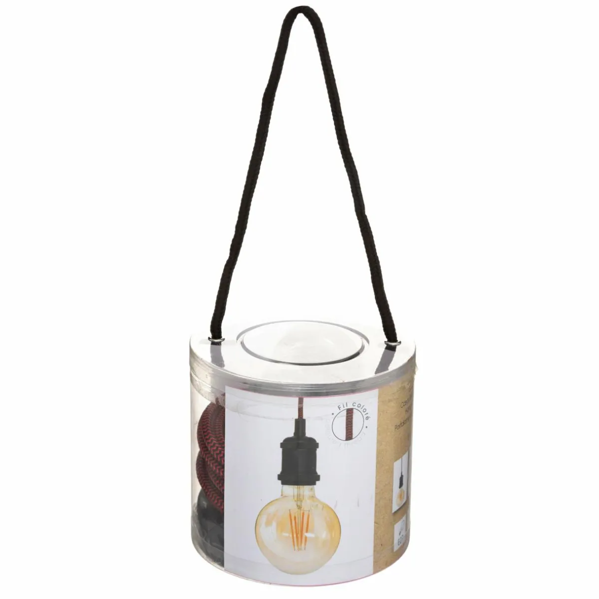 ATMOSPHERA Suspension lumineuse simple (H120 cm) et cordon rouge Noir Outlet