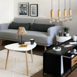 ATMOSPHERA Table à café en bois (H45 cm) Mileo Polygone he Blanc Outlet