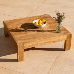 MOBELLIA Table basse de jardin carrée en (94 x 94 cm) Bornéo Naturel Bois Clearance