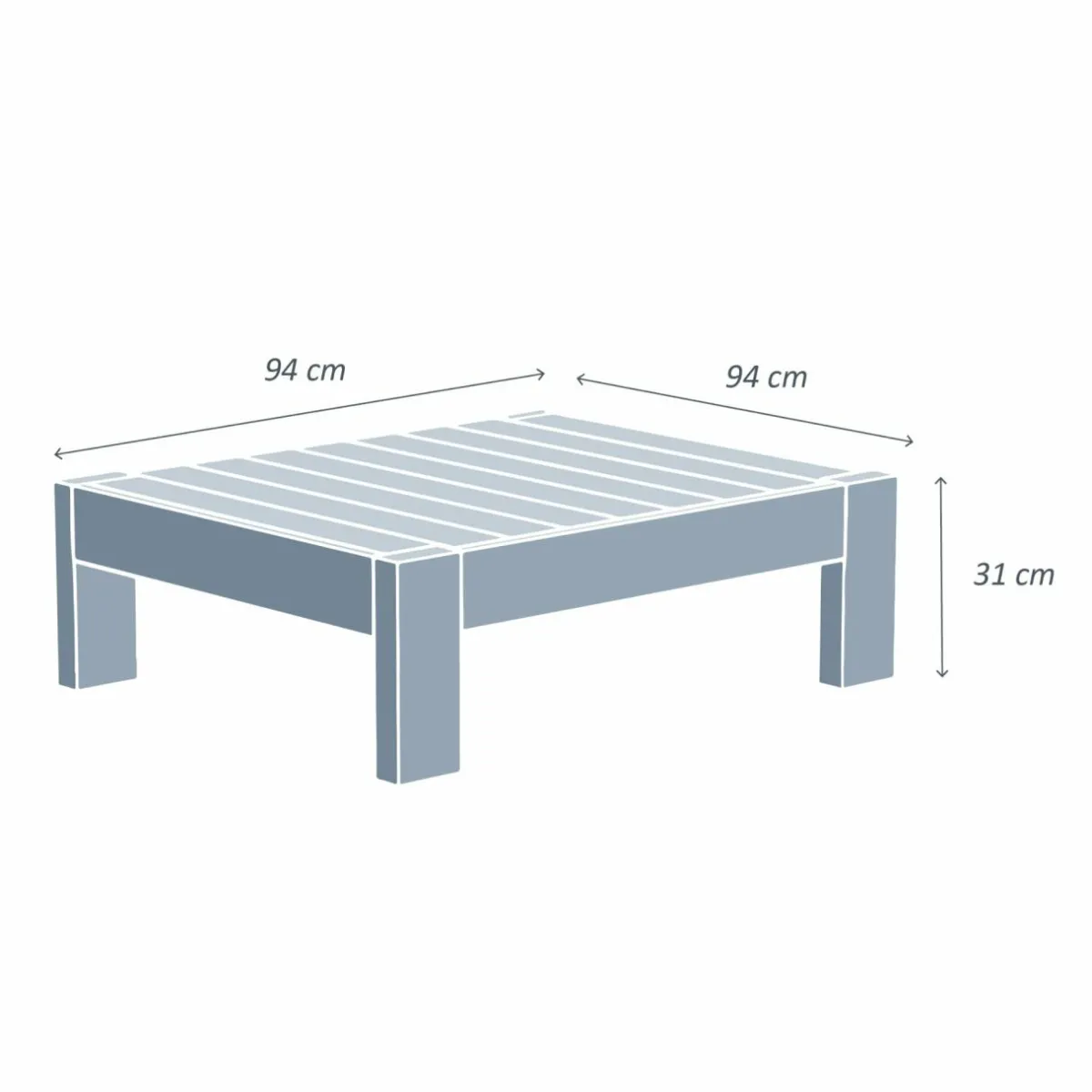 MOBELLIA Table basse de jardin carrée en (94 x 94 cm) Bornéo Naturel Bois Clearance
