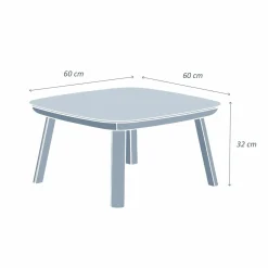 MOBELLIA Table basse de jardin carrée en aluminium Amalfi Gris Anthracite Clearance