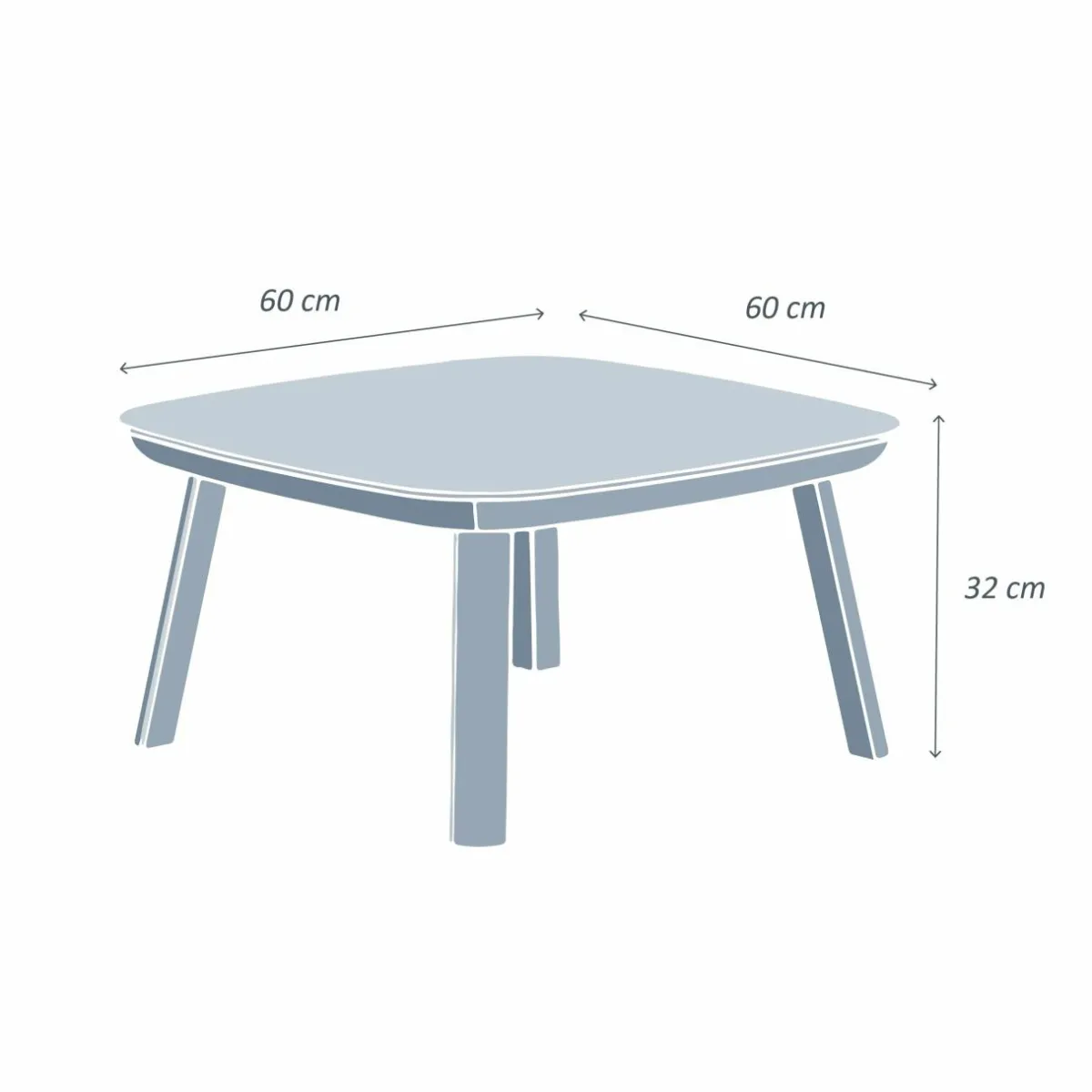 MOBELLIA Table basse de jardin carrée en aluminium Amalfi Gris Anthracite Clearance