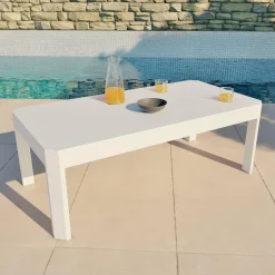 MOBELLIA Table basse de jardin rectangulaire en aluminium Ostara Blanc Clearance