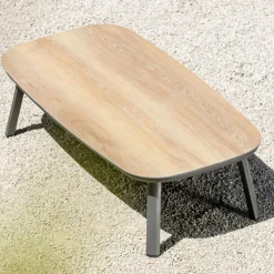 MOBELLIA Table basse de jardin rectangulaire en aluminium Amalfi Gris Anthracite