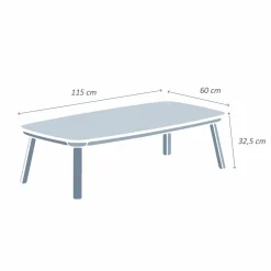 MOBELLIA Table basse de jardin rectangulaire en aluminium Amalfi Gris Anthracite