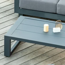 MOBELLIA Table basse de jardin rectangulaire en alumininum (120 x 72 cm) Elba Gris Anthracite Outlet