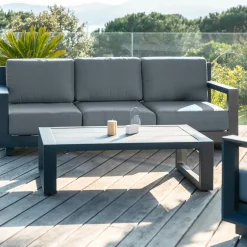 MOBELLIA Table basse de jardin rectangulaire en alumininum (120 x 72 cm) Elba Gris Anthracite Outlet