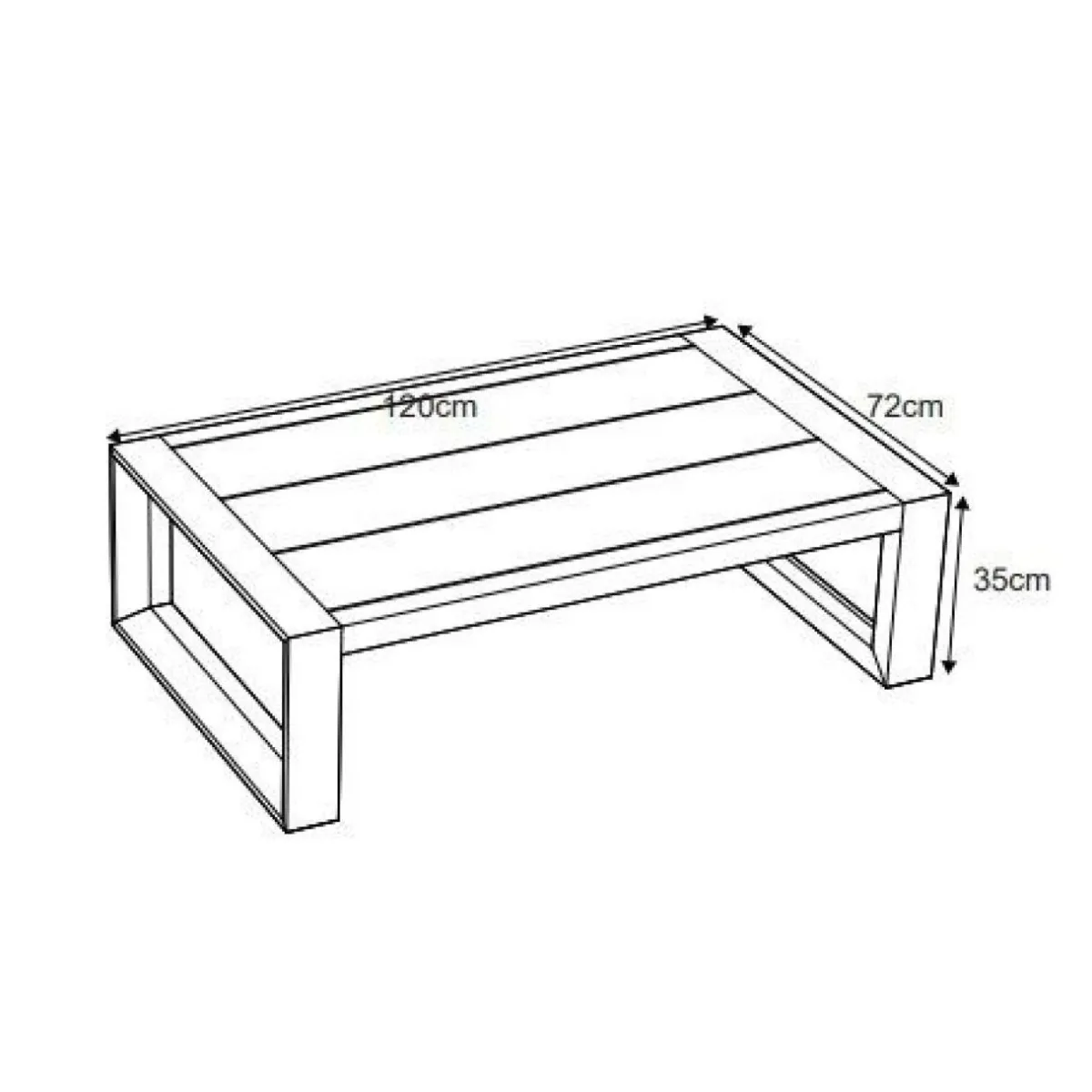 MOBELLIA Table basse de jardin rectangulaire en alumininum (120 x 72 cm) Elba Gris Anthracite Outlet
