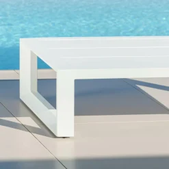 MOBELLIA Table basse de jardin rectangulaire en alumininum (120 x 72 cm) Elba Blanc Discount