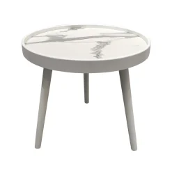 EMINZA Table basse ronde effet marbre (H43 cm) Déa Blanc Sale