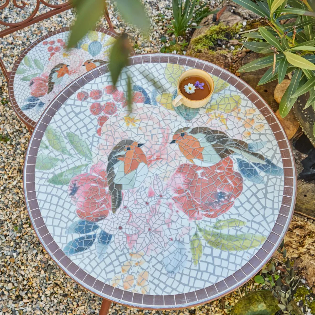 #N/A Table bistrot ronde en mosaïque Aberdeen Marron Hot